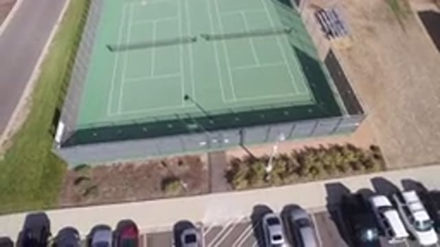 HIDDEN LAKE COLORADO-2016: Aerial Capture Of A Parking Lot And Tennis Courts