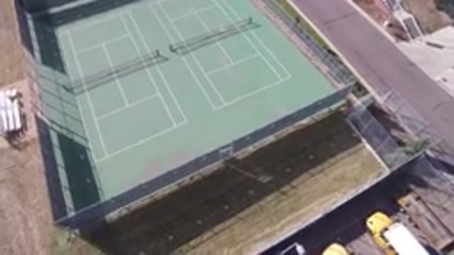 HIDDEN LAKE COLORADO-2016: Vertical View Of Sports Court Located On Top Of A Building