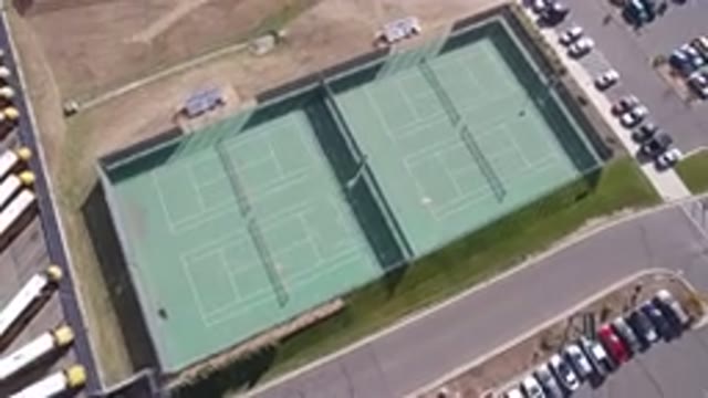 HIDDEN LAKE COLORADO-2016: Aerial View of Public Parking Lot and Tennis Courts