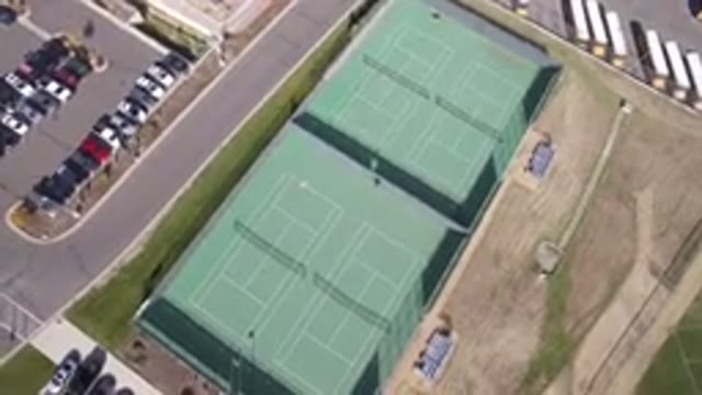 HIDDEN LAKE COLORADO-2016: Aerial Shot Overlooking The Tennis Court Parking Lot