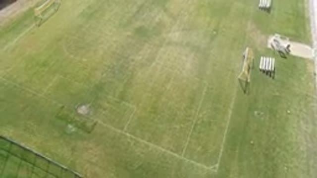 HIDDEN LAKE COLORADO-2016: Top View Of A Grass Field With Goals And A Fence