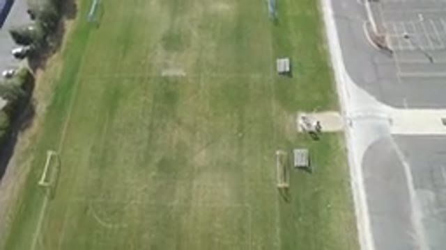 HIDDEN LAKE COLORADO-2016: Two Empty Football Fields Shot From Above With Empty