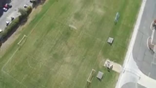 HIDDEN LAKE COLORADO-2016: Aerial View Of A Soccer Field With A Track Field