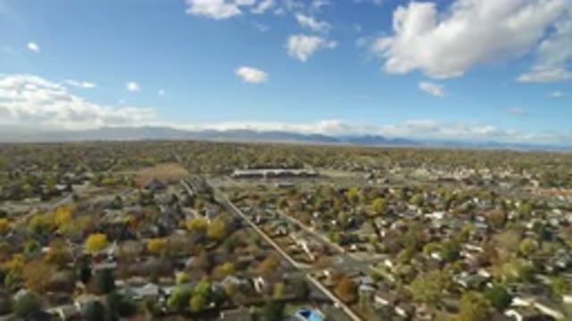 HIDDEN LAKE COLORADO-2016: Aerial View Of A Country Town On A Sunny Day