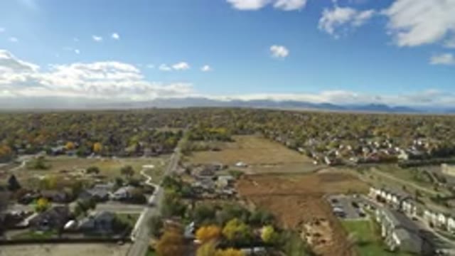 HIDDEN LAKE COLORADO-2016: Top View Of A City Full Of Fields Trees And Houses
