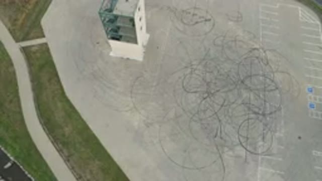 HIDDEN LAKE COLORADO-2016: Aerial Footage Of Large Parking Area With A Tall