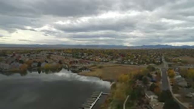 HIDDEN LAKE COLORADO-2016: Aerial View Of Colorado USA Over Lake And Suburban