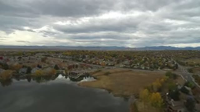 HIDDEN LAKE COLORADO-2016: View Of A Small Town From The Sky On A Cloudy Day In