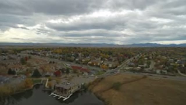 HIDDEN LAKE COLORADO-2016: Very High Drone Image Of A Very Busy City With Little