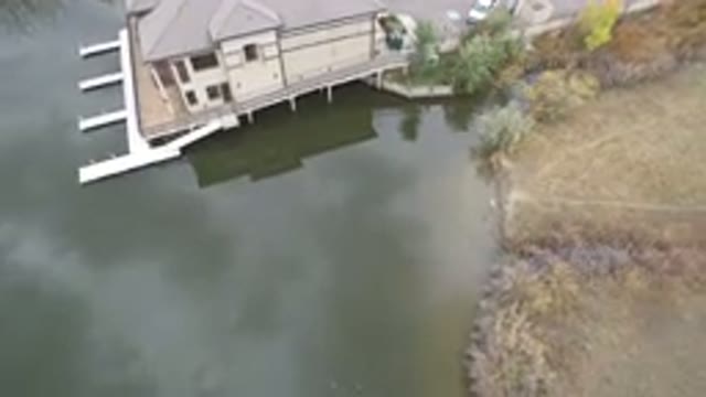 HIDDEN LAKE COLORADO-2016: Aerial View Of A Nice Pretty House That Is Next To A River