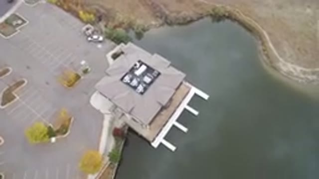 HIDDEN LAKE COLORADO-2016: Aerial Footage Drone Flyover Of A Marina Boat House