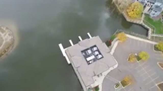HIDDEN LAKE COLORADO-2016: Aerial View Of Lakeside Business And Parking Lot