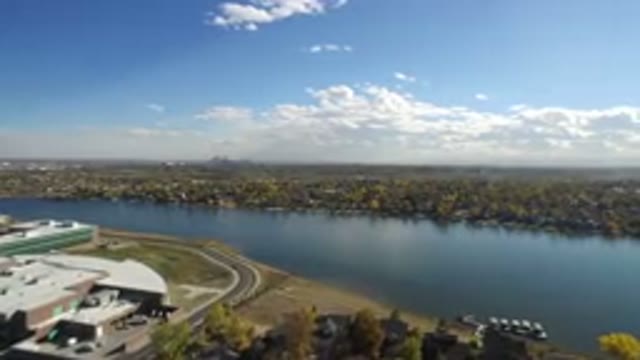 HIDDEN LAKE COLORADO-2016: Aerial Footage Of A River With A Large White Building