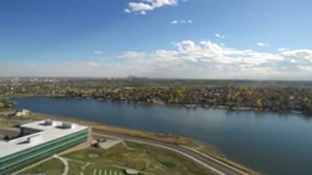 HIDDEN LAKE COLORADO-2016: The Birds Eye View Shows A Road Running Alongside The