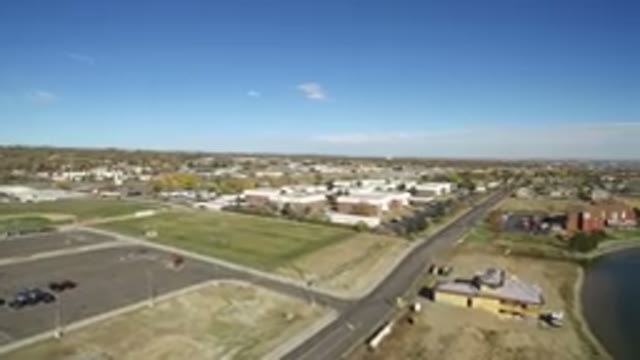 HIDDEN LAKE COLORADO-2016: Drone View Of A Small Town Near A Lake On A Clean Day