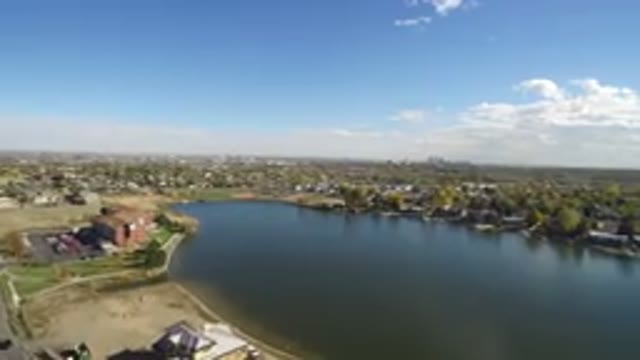 HIDDEN LAKE COLORADO-2016: An Aerial View Looking Out Across A Still Lake