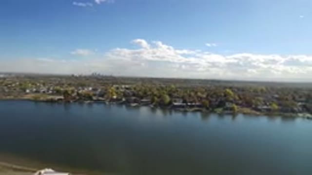 HIDDEN LAKE COLORADO-2016: Aerial Footage Of A Wide River On A Very Sunny Day