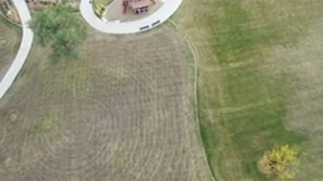 HIDDEN LAKE COLORADO-2016: Overhead View Of Farmers Fields And A Rounded Building