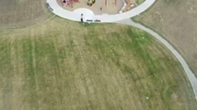 HIDDEN LAKE COLORADO-2016: Top View Of A Green Lawn With A Playground
