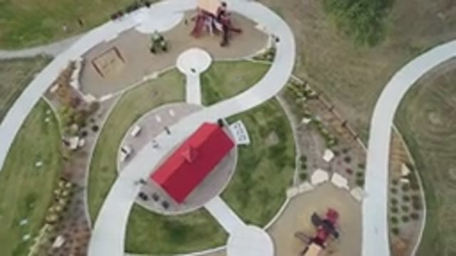HIDDEN LAKE COLORADO-2016: Aerial View Of Public Park With Walking Paths