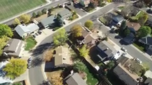 HIDDEN LAKE COLORADO-2016: Aerial View Panning Across Suburban Homes And Streets
