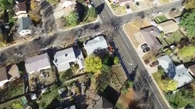 HIDDEN LAKE COLORADO-2016: Aerial View Over Quiet Suburban Homes Streets And