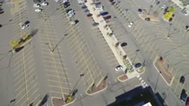 HIDDEN LAKE COLORADO-2016: Aerial View Of A Distinct Parking Lot With A Few Cars