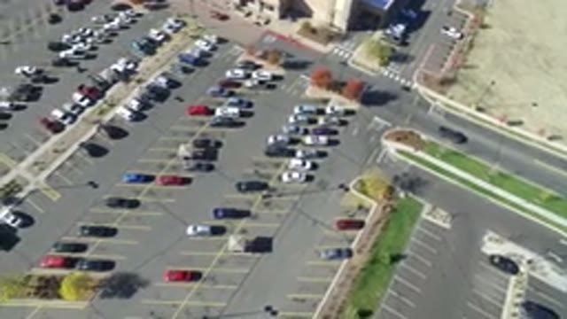 HIDDEN LAKE COLORADO-2016: Wonderful Aerial View Of A Parking Lot And The Cars