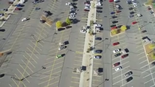 HIDDEN LAKE COLORADO-2016: Parking Lot Barely Any Cars Grey And Lights No People