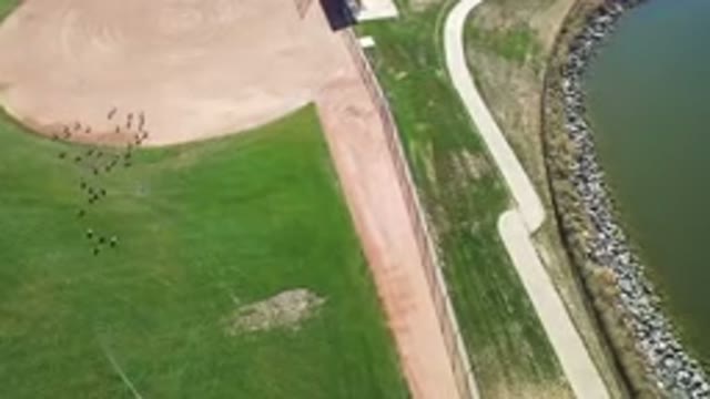 HIDDEN LAKE COLORADO-2016: An Aerial View Of A Baseball Field That Is Next To A