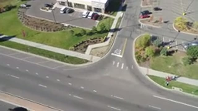 HIDDEN LAKE COLORADO-2016: Aerial Drone View of Highway Traffic and Road Intersection