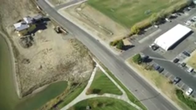 HIDDEN LAKE COLORADO-2016: Overhead View Of A Nearby Business In A Suburban Area