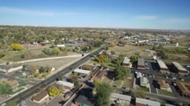 HIDDEN LAKE COLORADO-2016: Top View Of A Major Road With Houses Trees And