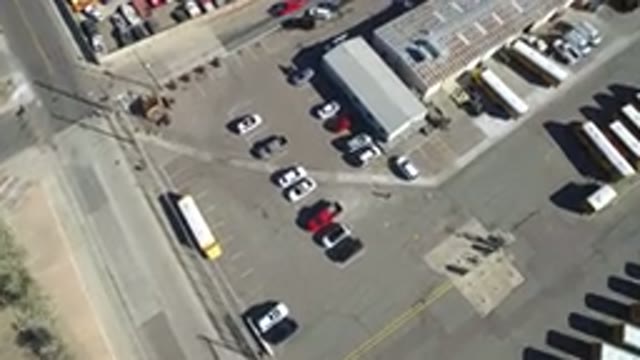 HIDDEN LAKE COLORADO-2016: Drone Video View Of A Warehouse With Lots Of Cars And