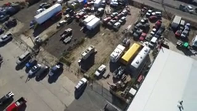 HIDDEN LAKE COLORADO-2016: Flying Over A Large Junkyard Auto Parts Half-Full