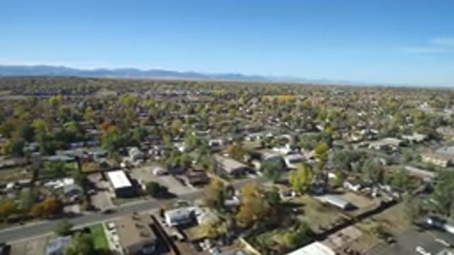 HIDDEN LAKE COLORADO-2016: Aerial View Of A City Landscape With A Clear Blue Sky