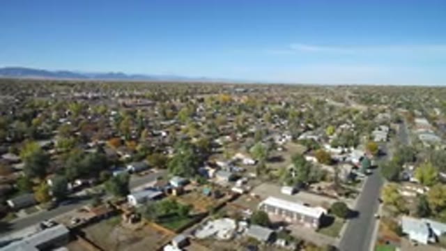 HIDDEN LAKE COLORADO-2016: Aerial View Of A Neighborhood With A Clear Blue Sky