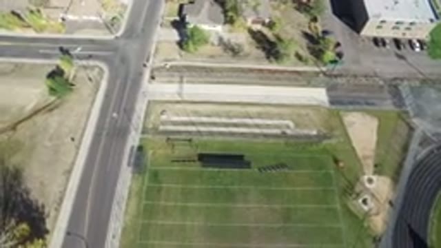 HIDDEN LAKE COLORADO-2016: Aerial View Field Rotation Traffic Car Track Land