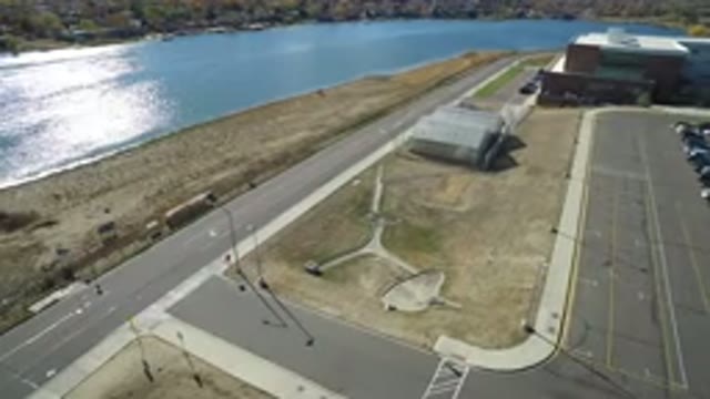 HIDDEN LAKE COLORADO-2016: Military Base Alongside A Lake Viewed From Above