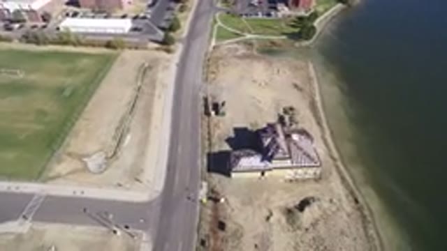 HIDDEN LAKE COLORADO-2016: A Top View Of Houses Road And Land Beside A Lake