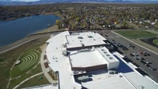 HIDDEN LAKE COLORADO-2016: Fantastic Aerial View Of A Commercial Parking Lot And