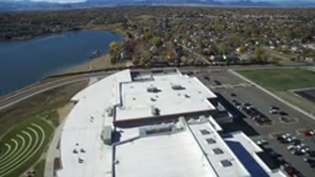 HIDDEN LAKE COLORADO-2016: Aerial View Of A City With A Shed And Lake