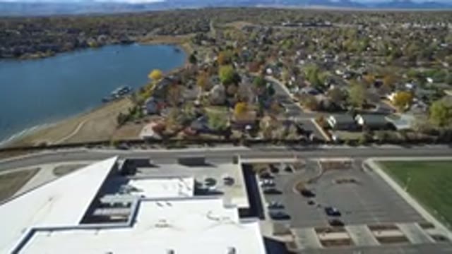 HIDDEN LAKE COLORADO-2016: Aerial View Of A Peaceful Village Plenty Of Trees