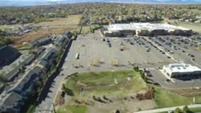 HIDDEN LAKE COLORADO-2016: Aerial View Of A Shopping Center With A Parking Lot