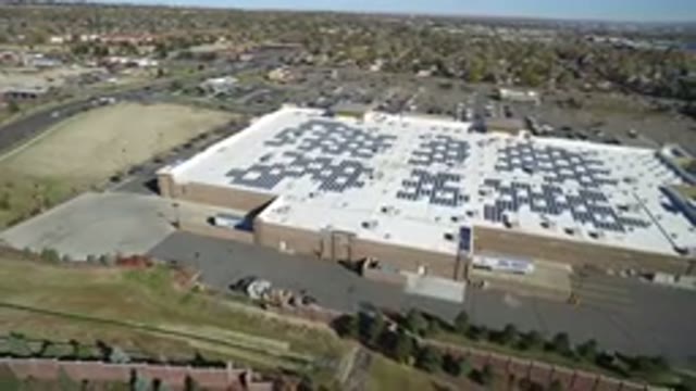 HIDDEN LAKE COLORADO-2016: Aerial View Of Large Warehouse Style Store From Rear