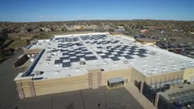 HIDDEN LAKE COLORADO-2016: An Aerial View Of A Secure Building With Solar Panels