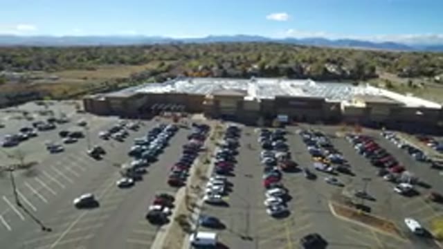 HIDDEN LAKE COLORADO-2016: Drone Aerial Footage Of A Shopping Mall Parking Lot