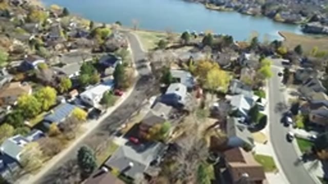 HIDDEN LAKE COLORADO-2016: Aerial Footage Of A Suburban Neighborhood On A Sunny
