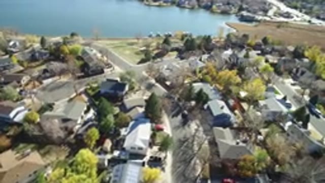 HIDDEN LAKE COLORADO-2016: Aerial View of Intersecting Roads in a Village