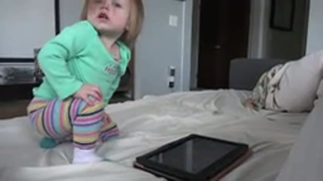 WESTMINSTER COLORADO-2016: Little Cute Girl Alone On A Bed Wants To Use The